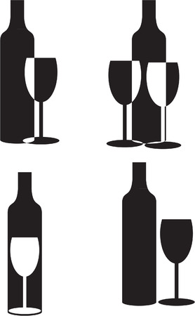 WINE GLASS AND BOTTLEのイラスト素材