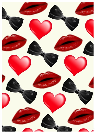 LIPS HEART BOW TIEのイラスト素材