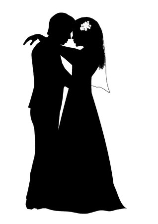 wedding couple silhouetteのイラスト素材