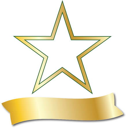 Gold star with bannerのイラスト素材