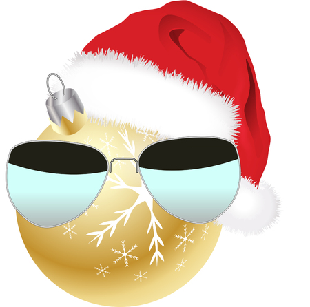 BAUBLE WITH SANTA HATのイラスト素材