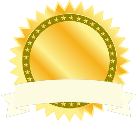 Gold seal with bannerのイラスト素材