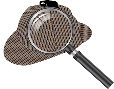 Investigator magnifying glass and hatのイラスト素材