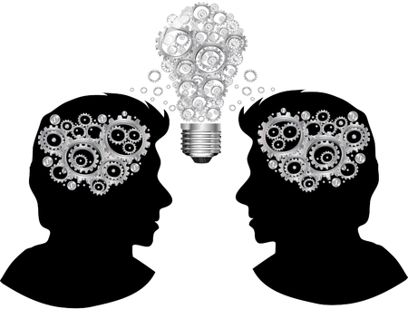 Thinking man light bulbのイラスト素材