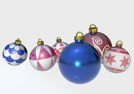 Christmas baubles 3D renderの写真素材