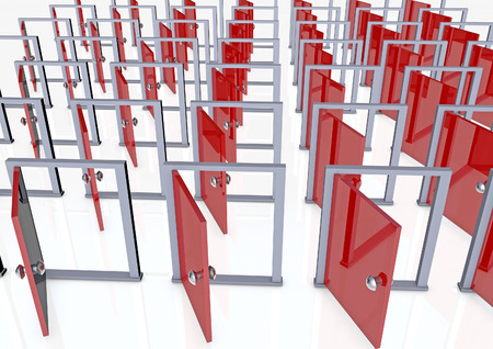 Opening doors 3D renderの写真素材