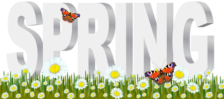 Spring wording with flowersのイラスト素材