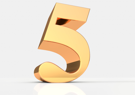 5 3D render in goldの写真素材