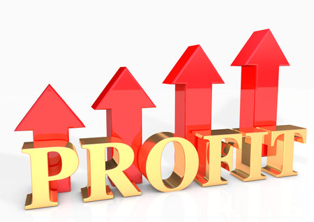 Profit 3D render with arrowsの写真素材