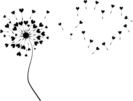 Heart shapes made from dandelionのイラスト素材
