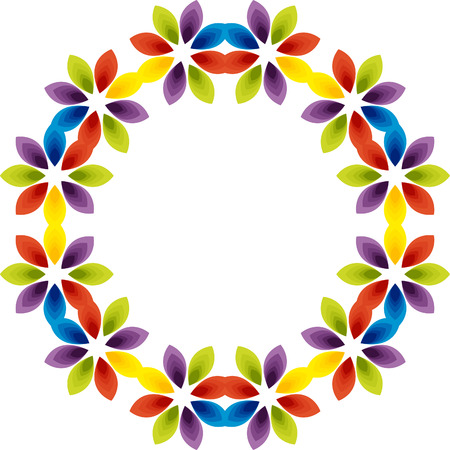 colourful leaf frame illustration isolated on whiteのイラスト素材