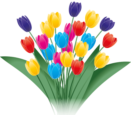 Bunch of Flowers illustration isolated on whiteのイラスト素材