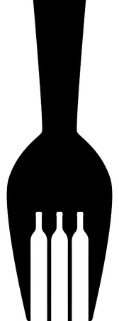 Fork and wine bottle silhouetteのイラスト素材