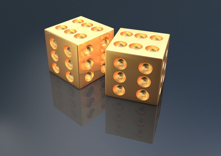 Gold Dice 3D renderの写真素材