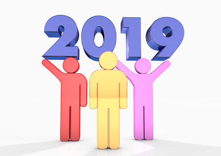 2019 with characters 3D render