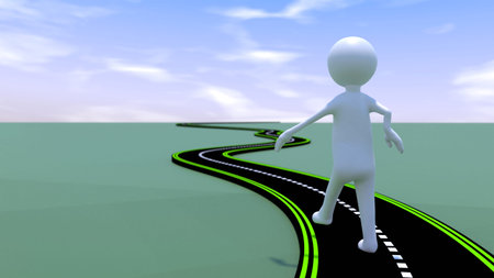 Man starting out on long road
