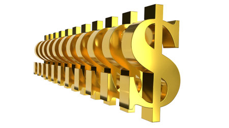 3D gold Dollar iconsの写真素材