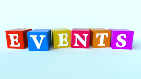 3D Events caption illustrationの写真素材