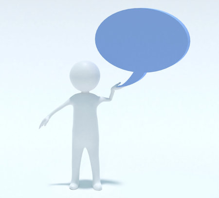 Man with blank speech bubble