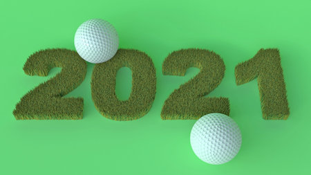 2021 Grass golf balllの写真素材