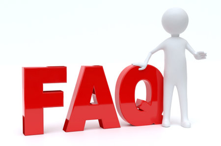 Man with FAQ lettering