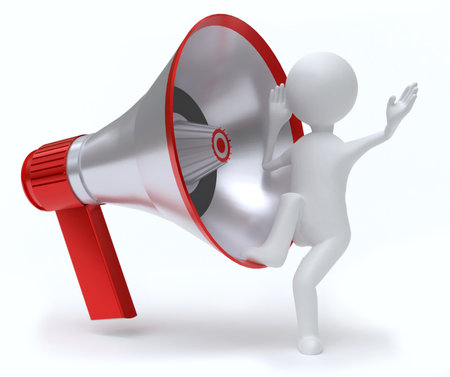 Man with loud Hailer 3D renderの写真素材