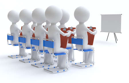 Meeting with men holding clipboards educationの写真素材