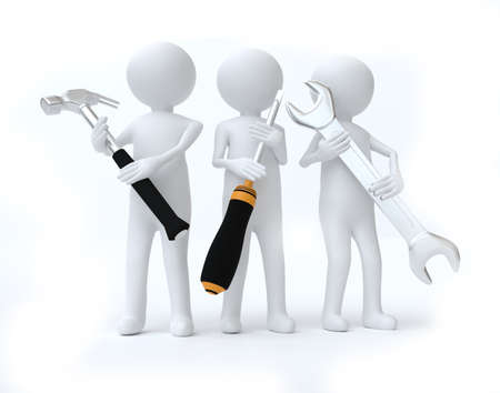 Team of workers with toolsの写真素材