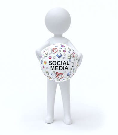 man with Social Media Iconの写真素材