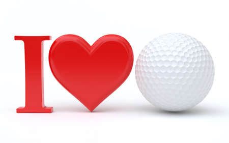 Heart and Golf ball conceptの写真素材
