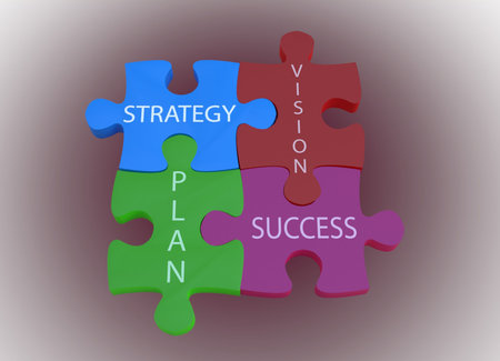 Strategy Plan Vision Success jigsaw concept