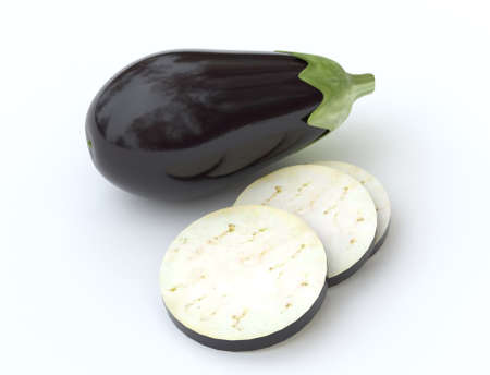Aubergine vegetable on white backgroundの写真素材
