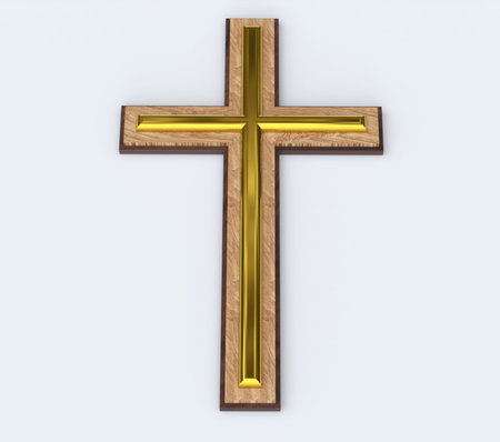 christian crucifix in goldの写真素材