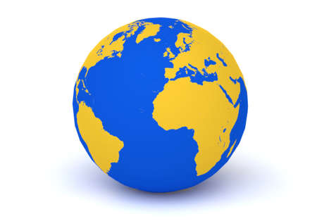 Earth globe on white backgroundの写真素材