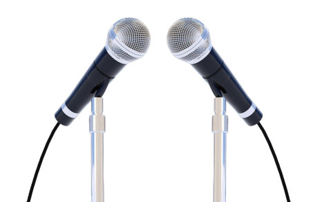 Microphone on white backgroundの写真素材