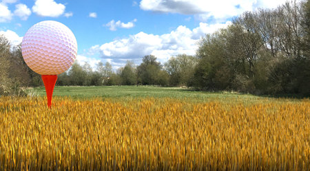 Golf Ball sitting on Teeの写真素材