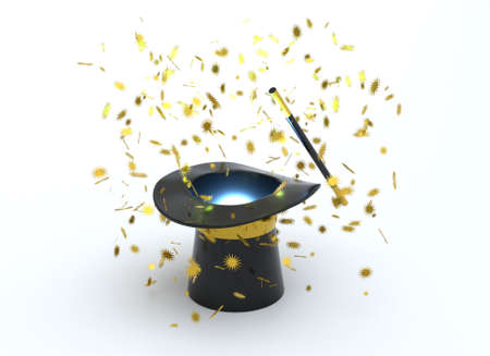 Magician Top hat with wandの写真素材