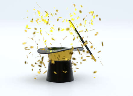 Magician Top hat with wandの写真素材