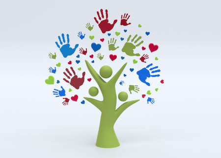 Tree made of helping handsの写真素材