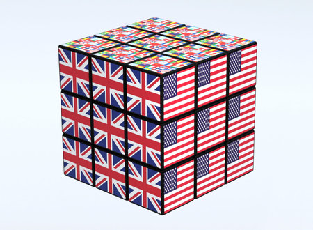 Cube puzzle with flags of the world