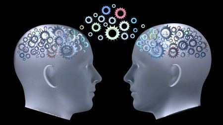 thought process two heads communication concepts