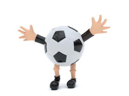 Soccer ball character on white backgroundの写真素材