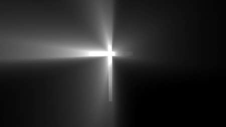 Christian Cross in light raysの写真素材