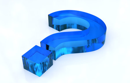 Glass question mark on white background
