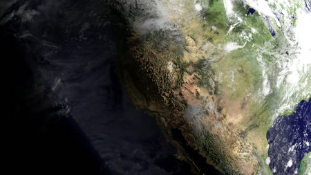 Earth illutrations on 3d space conceptsの写真素材