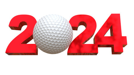 2024 new year lettering with golf ballの写真素材
