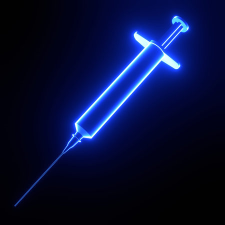 Hypodermic needle as neon imageの写真素材