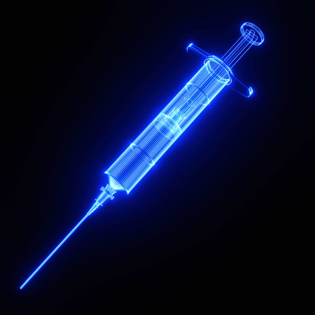 Hypodermic needle as neon imageの写真素材