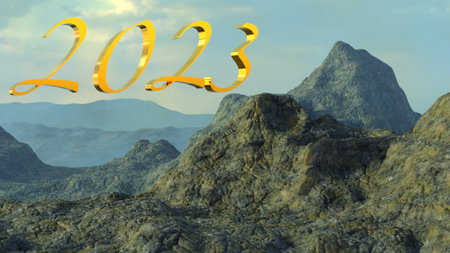 Happy new year 2013. view of a mountain landscape.