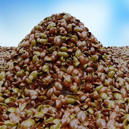 Coffee beans on a pile. 3d render illustration.の写真素材